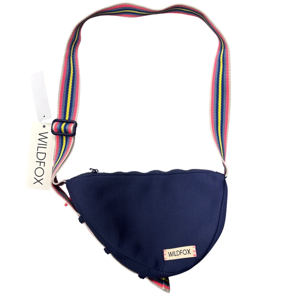 Wildfox Sling Bag OS Navy Blue Rainbow Colorful Strap HBWF-224-0058-57 NWT NEW